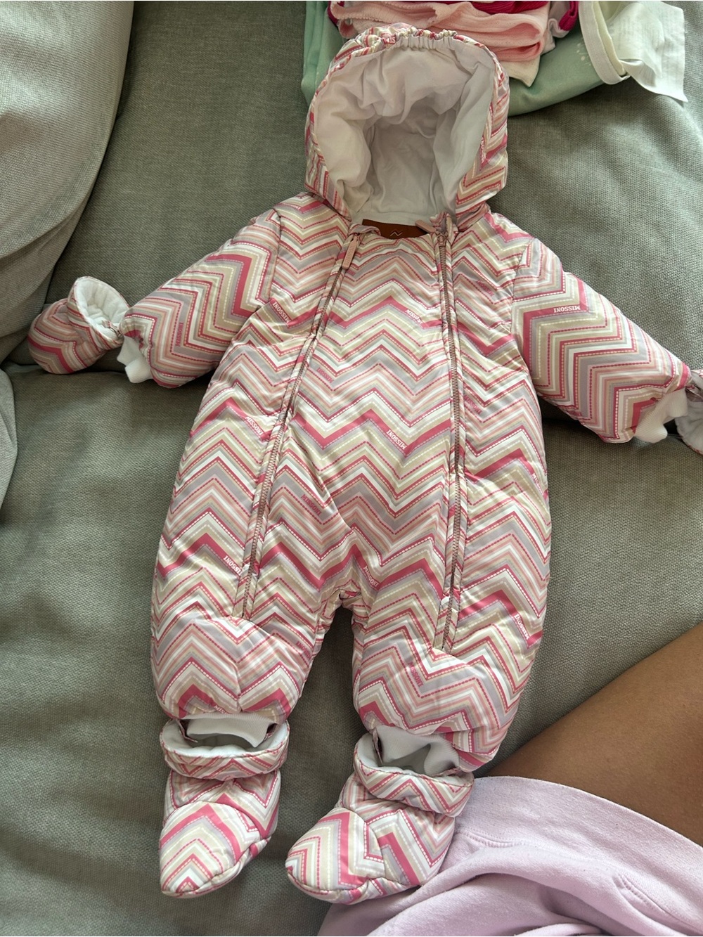 Missoni Pink Chevron Hooded Baby One-Piece snowsuit - brand new